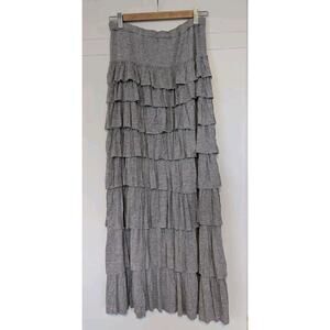 Soft Surroundings Ruffle Skirt M Maxi Boho Hippie Southwestern Festival Prairie